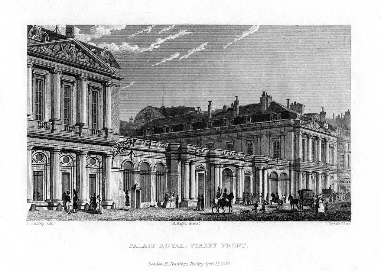 Kungliga palatset, Paris, Frankrike, 1829 av J. Hanshall