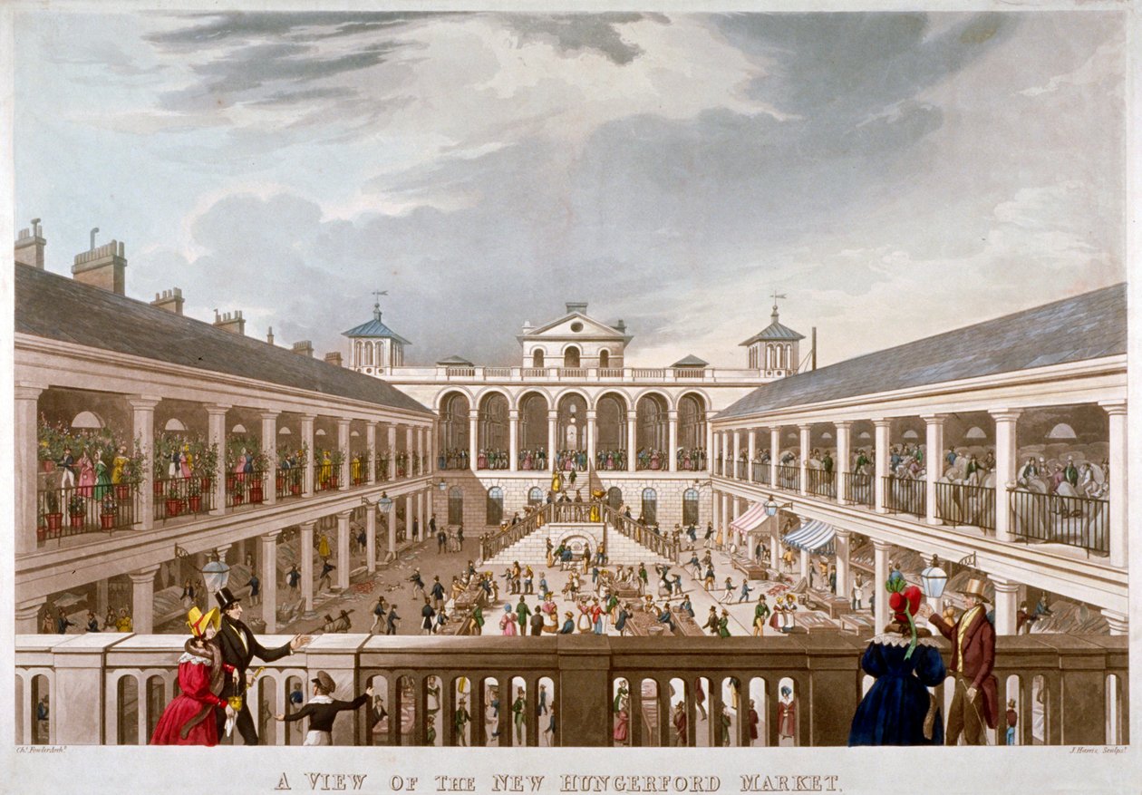 "A View of the New Hungerford Market", Westminster, London, 1833 av J Harris