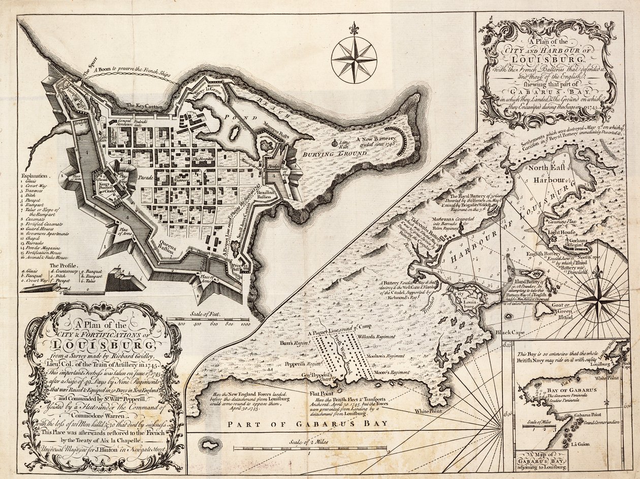 En plan över staden och hamnen i Louisburg, Cape Breton av J. Hinton