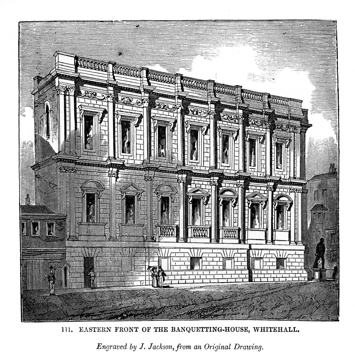 Östra framsidan av banketthuset, Whitehall, 1843 av J. Jackson