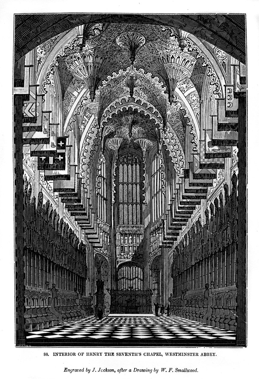 Interiör av Henry VII Chapel, Westminster Abbey, 1843 av J. Jackson