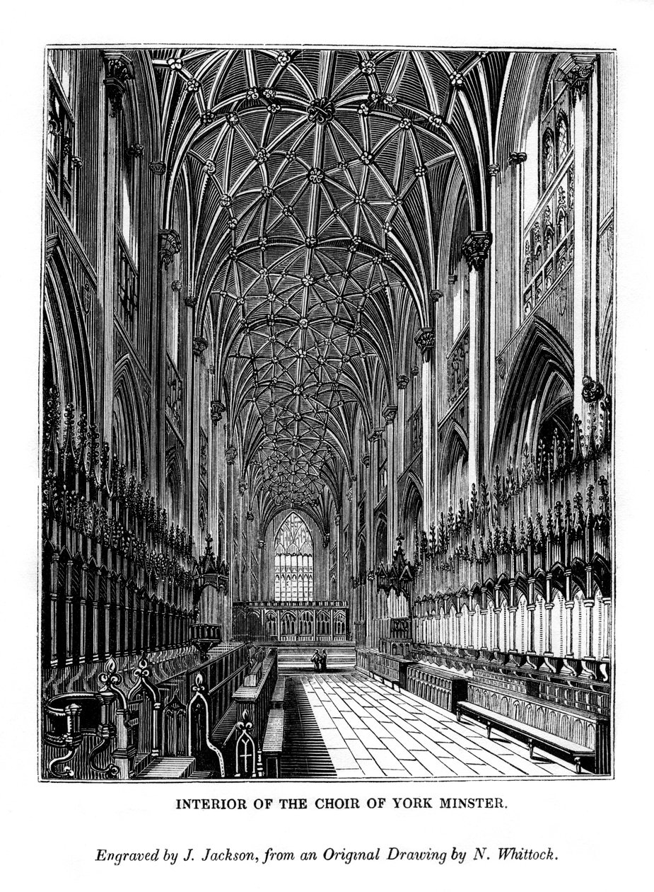 Interiör av kören för York Minster, c1830-1860 1843 av J. Jackson