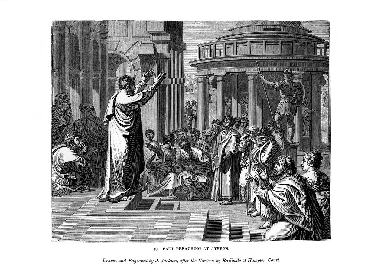 Paulus predikade i Aten, 1843. av J. Jackson