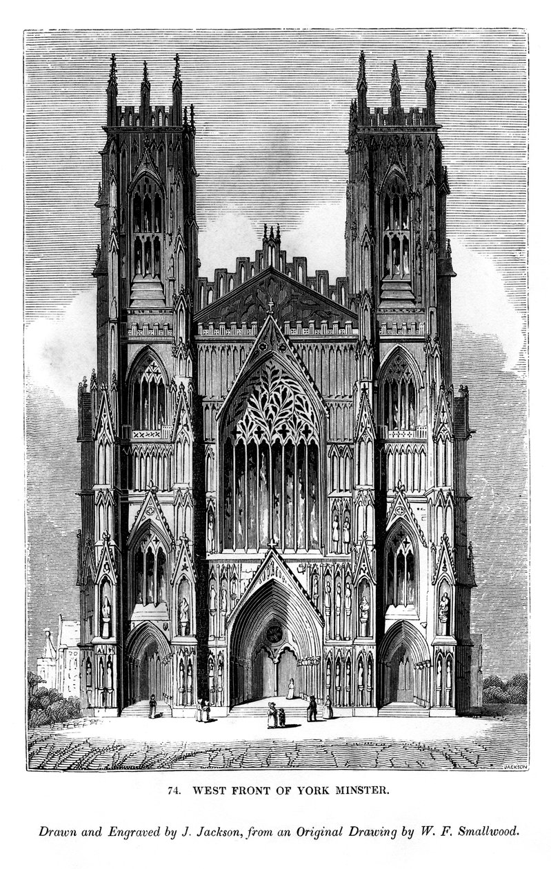 Västra fronten av York Minster, c1820-1830 1843 av J. Jackson