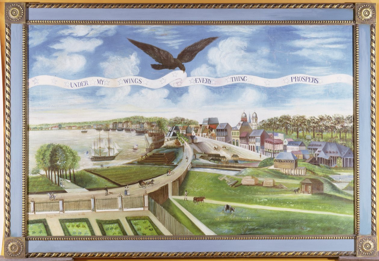 Utsikt över New Orleans från Plantage of Marigny, 1803 av J. L. Bouquet de Woiseri