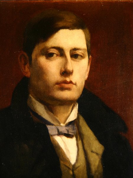 Porträtt av Sir George Frampton (olja på duk) av J. Latham