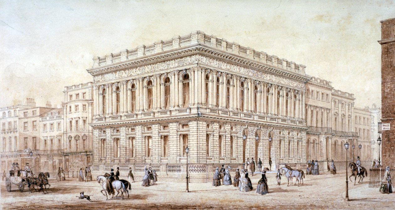 Utsikt över Army and Navy Club på Pall Mall, Westminster, London, c1853 av J Marchant