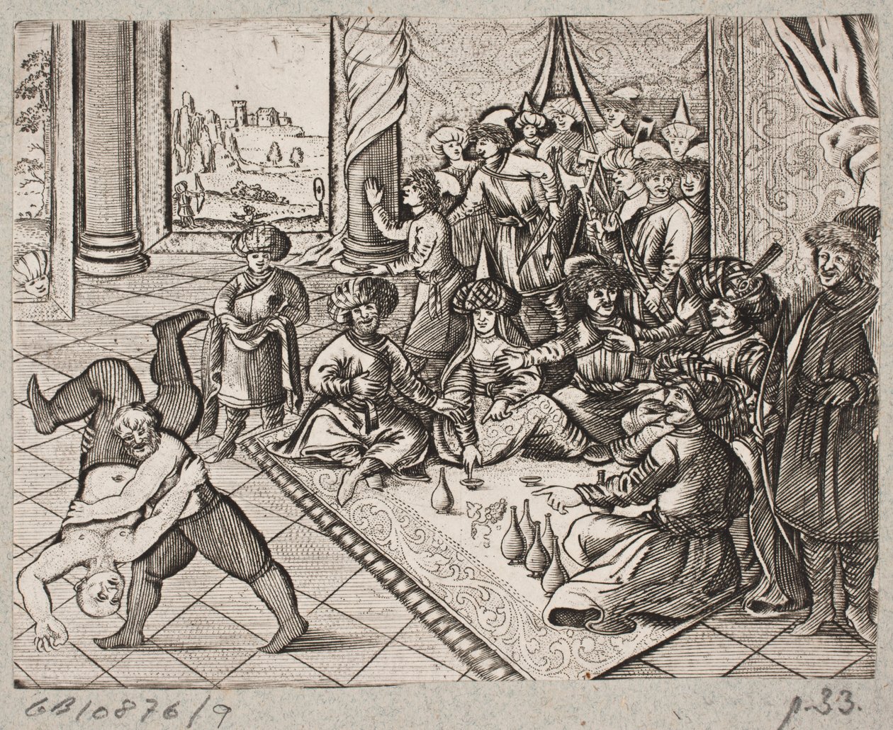 Illustration till Adam Olearius, "Persian Rosenthal av en genial poet Schich Saadi […]", Schleswig 1660 av J. Muller