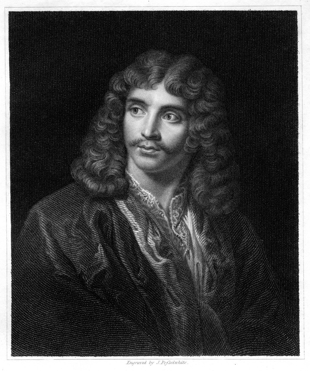 Moliere, fransk teaterförfattare, regissör och skådespelare, 1833. av J. Posselwhite