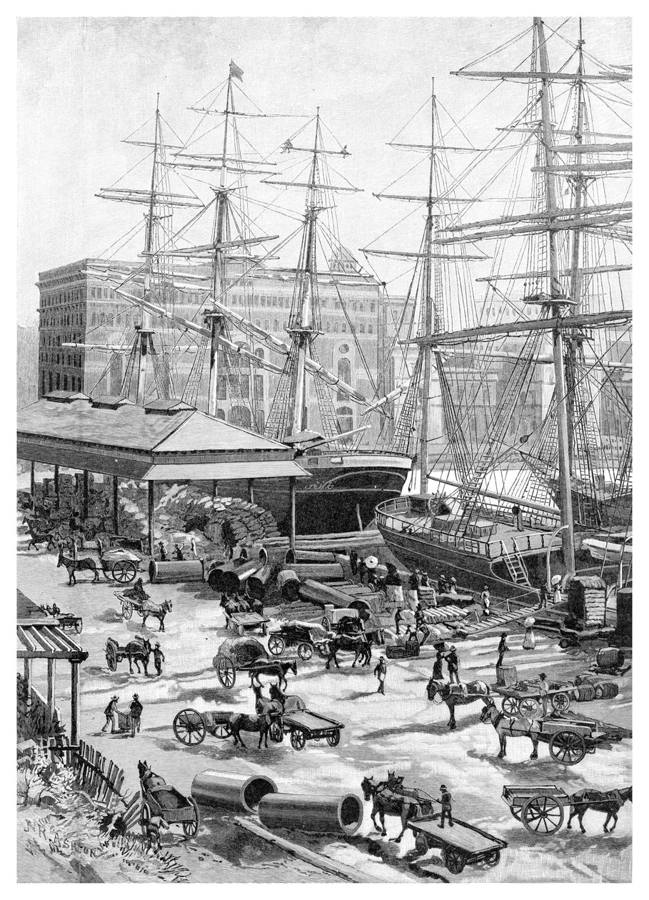 Shipping, Circular Quay, Sydney, New South Wales, Australien, 1886. av J. R. Ashton