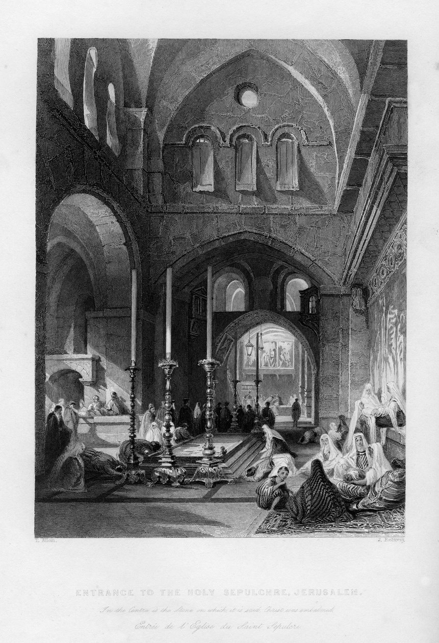 Ingången till den heliga graven, Jerusalem, Israel, 1841. av J. Redaway