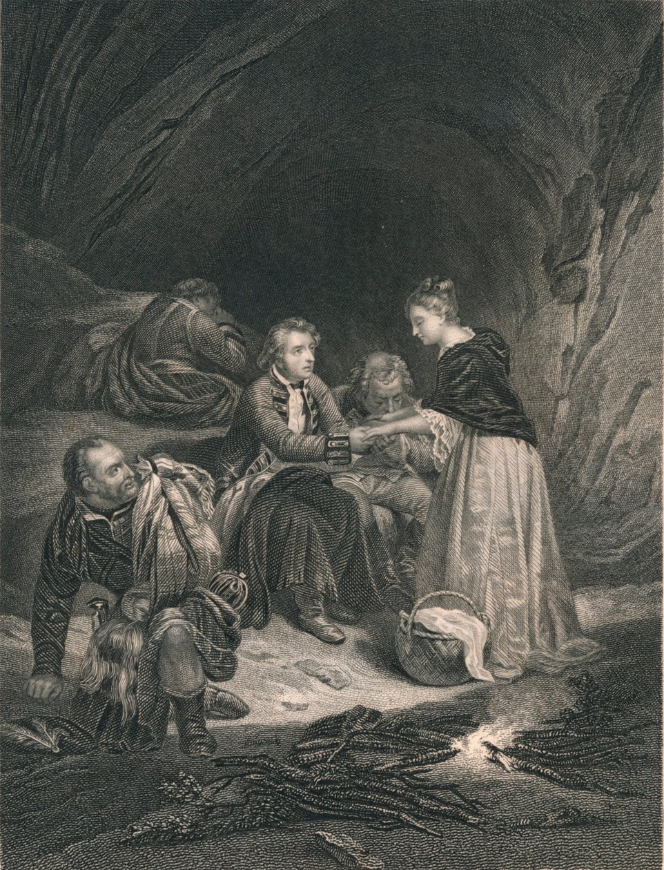 Chas. Edward The Pretender och Flora Macdonald, mitten av 1800-talet. av J. Rogers