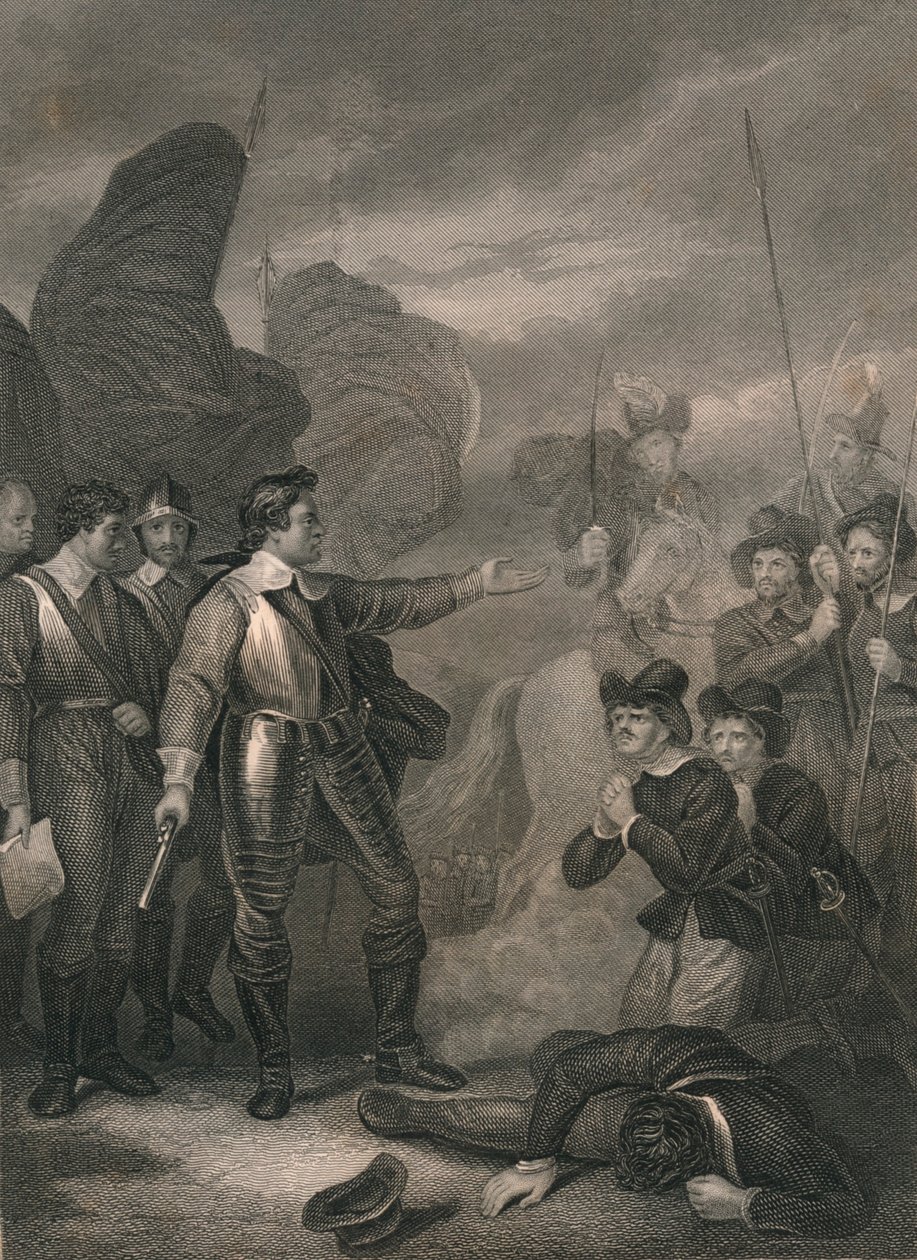 Cromwell undertrycker myteriet i armén, c1640-talet, mitten av 1800-talet. av J. Rogers