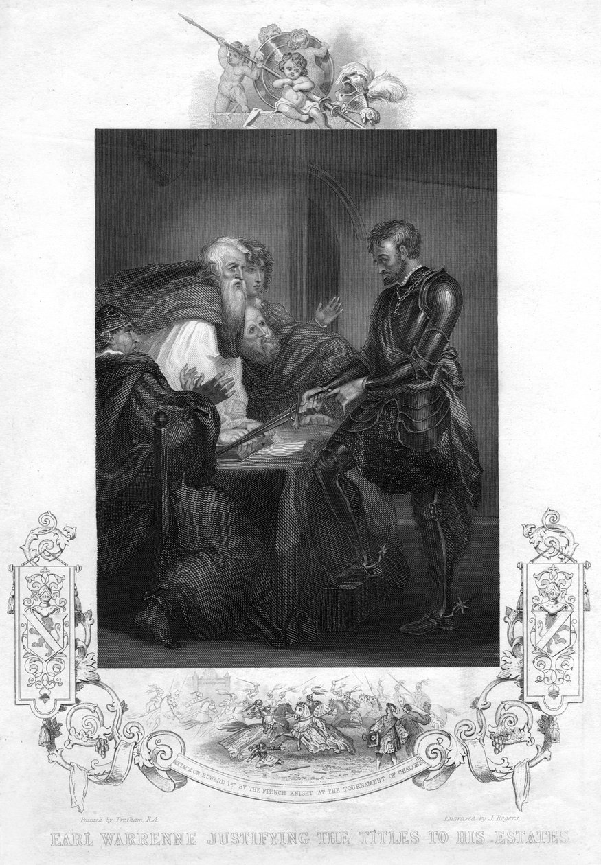 Earl Warenne motiverar titeln till sina gods av J. Rogers