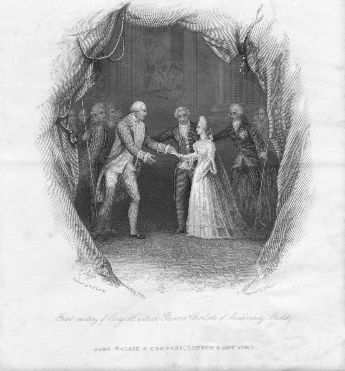 George III:s första möte med prinsessan Charlotte..., 1761, mitten av 1800-talet. av J. Rogers
