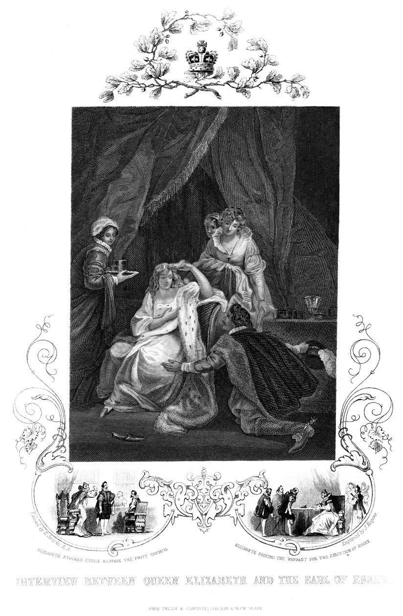 Intervju mellan drottning Elizabeth och earlen av Essex, 1800-talet. av J. Rogers