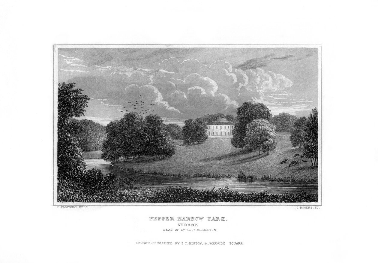 Pepper Harrow Park, nära Guildford, Surrey, 1829. av J. Rogers