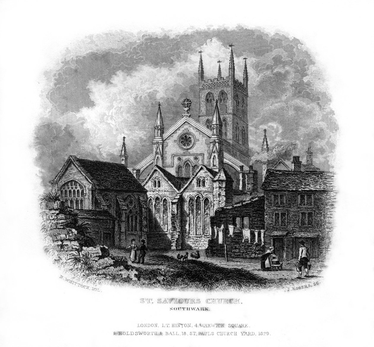 St Savios Church, Southwark, London, 1829. av J. Rogers