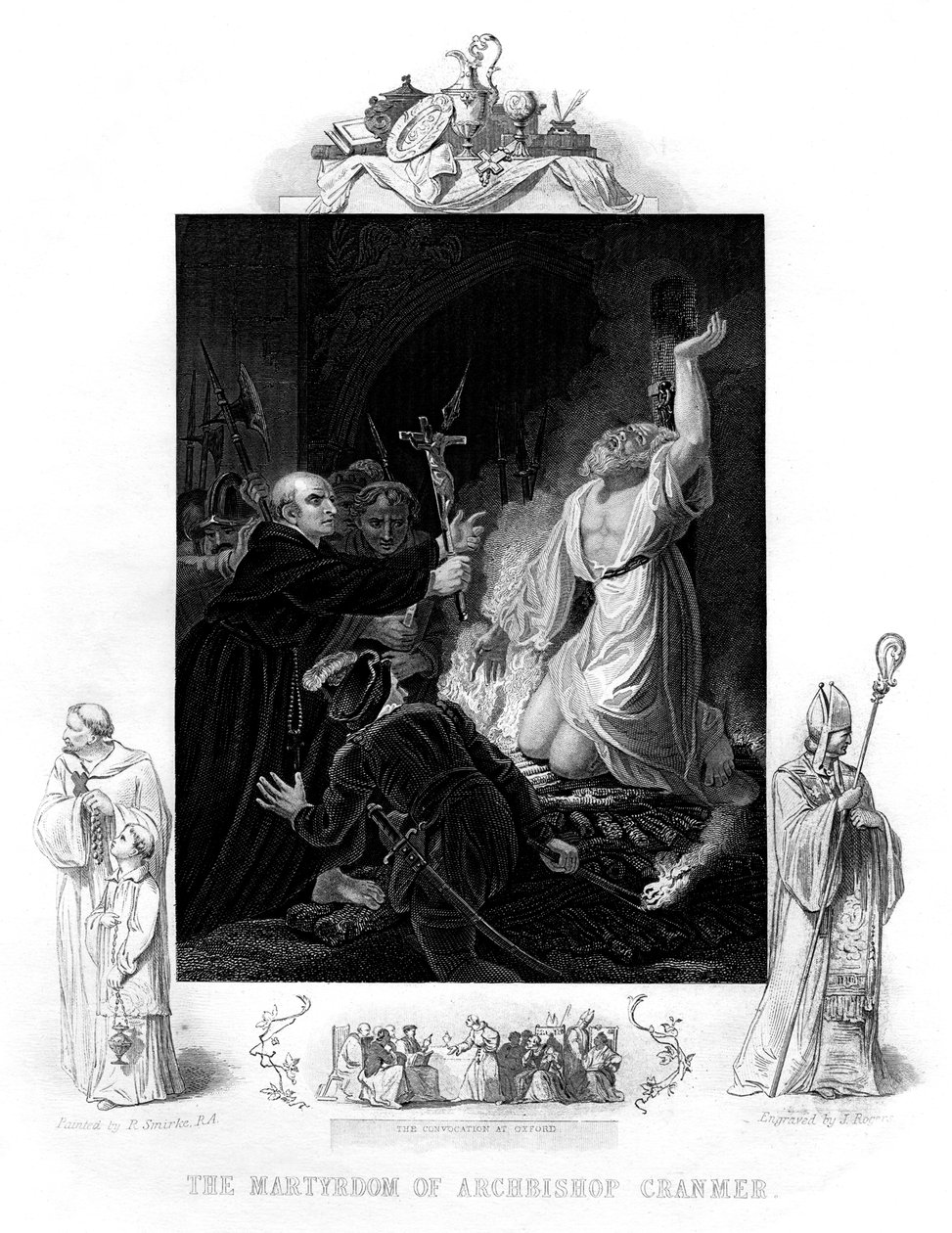 Ärkebiskop Cranmers martyrskap, 1556, 1877 av J. Rogers