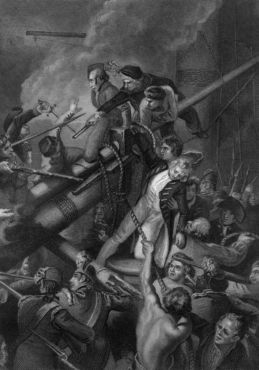 Kapten Faulknors död, 1795 c1857 av J. Rogers