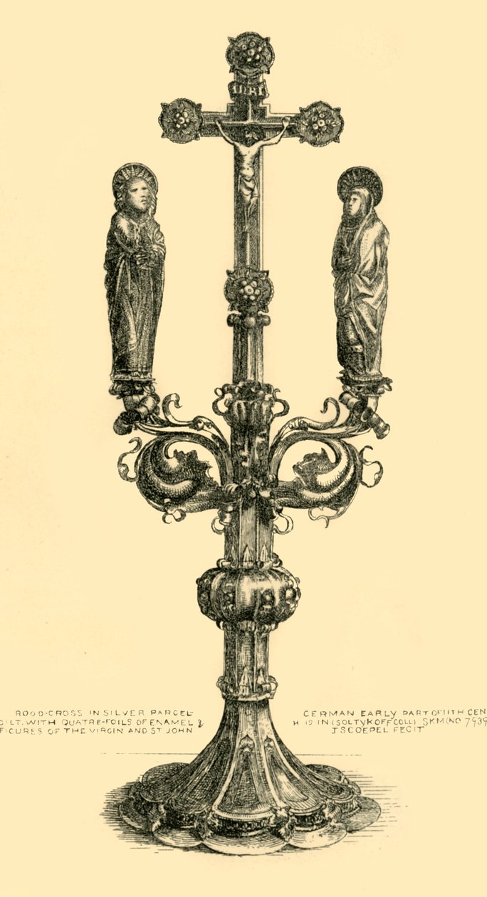 Grenat altarkors, 1300-1400-talet, 1881. av J. S. Goepel