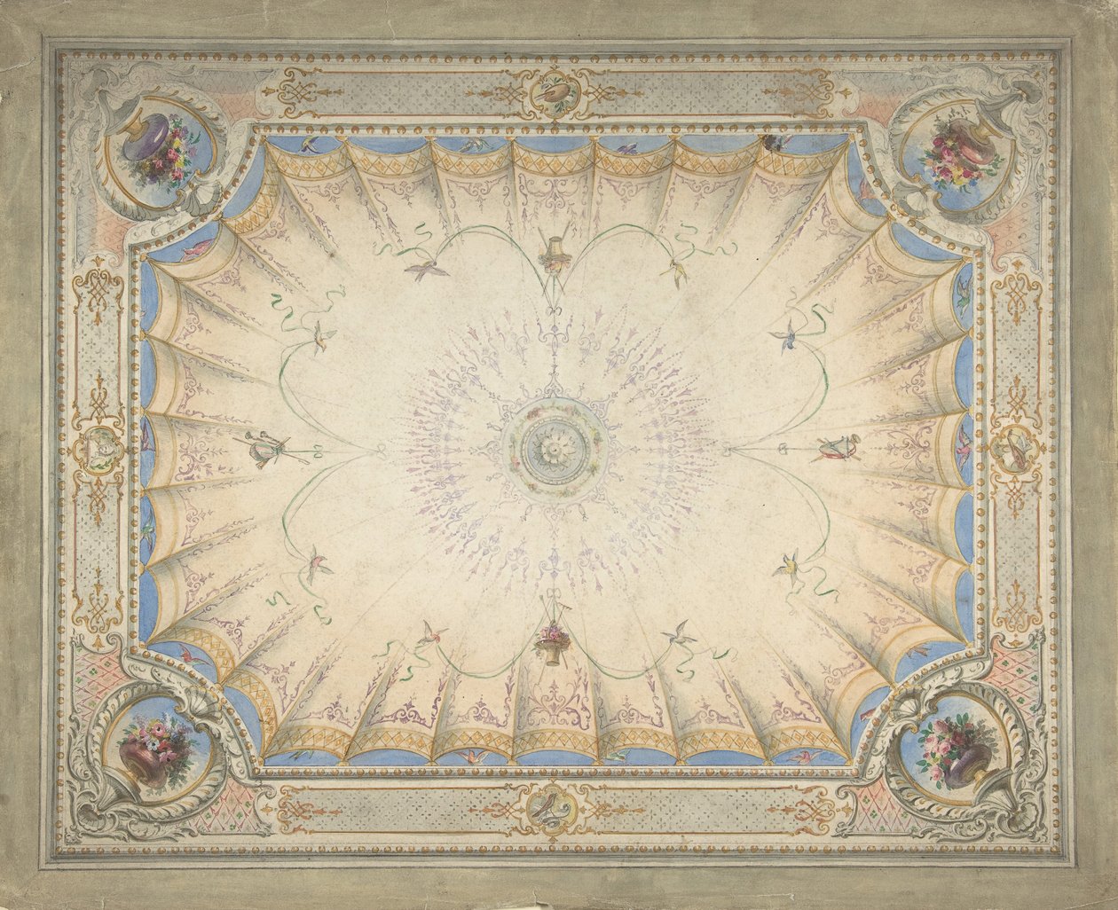 Takdesign för Boudoir, Ardgowan, ca. 1868. av J. S. Pearse.