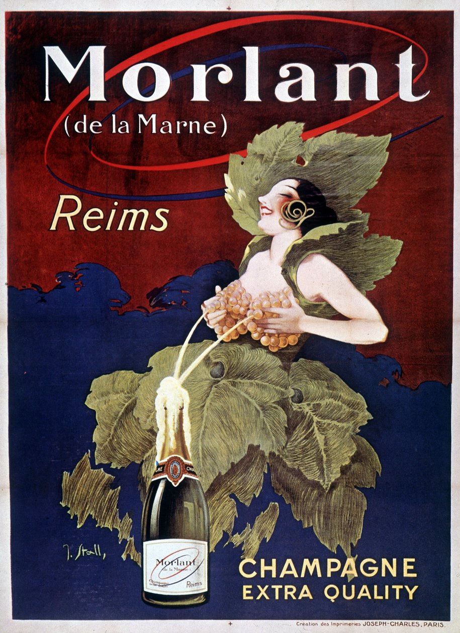 Affisch för Champagne Morlant, av J. Stall, 1900-talet av J. Stall