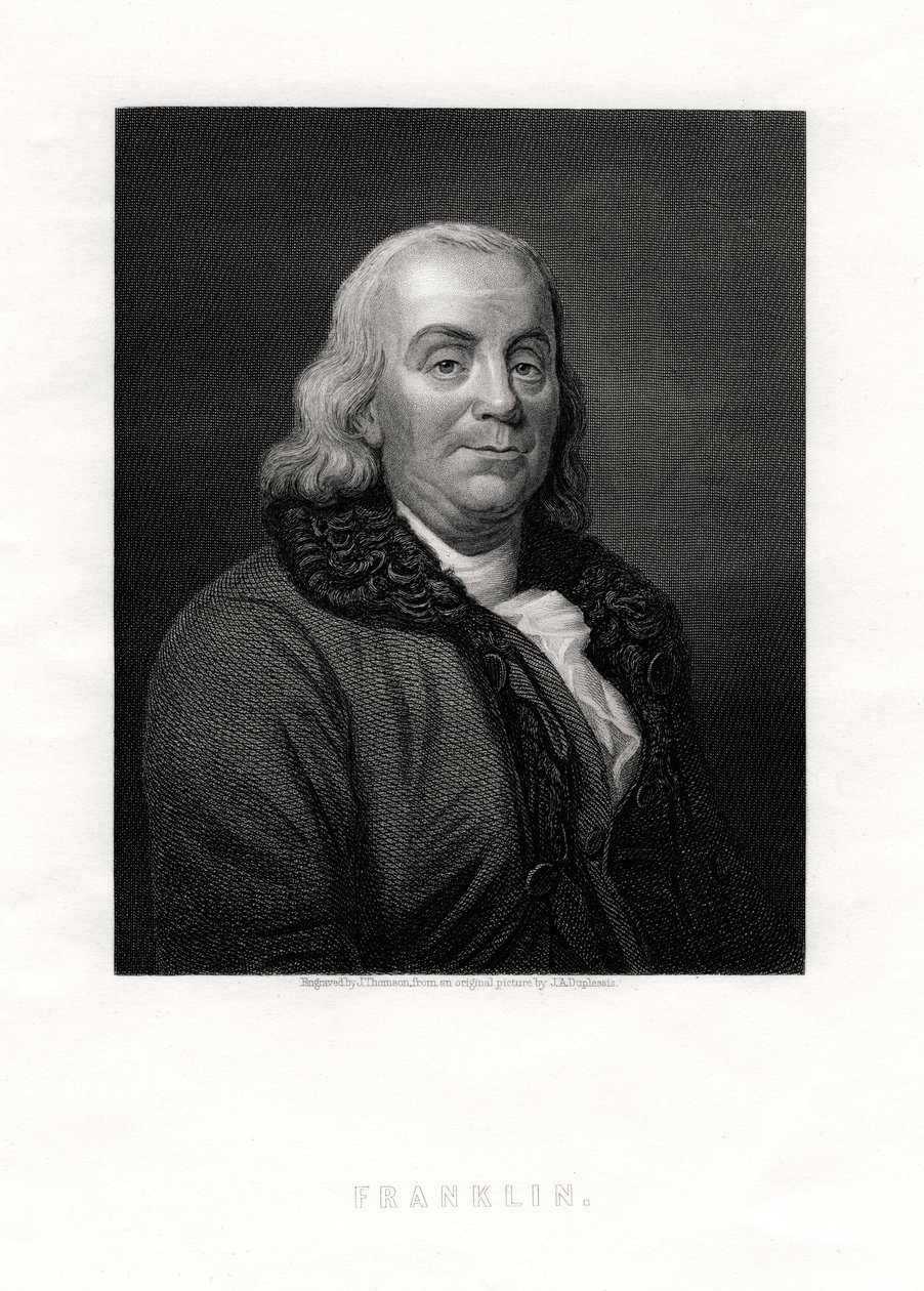 Benjamin Franklin, politisk person och statsmän i USA, 1800-talet av J. Thomson