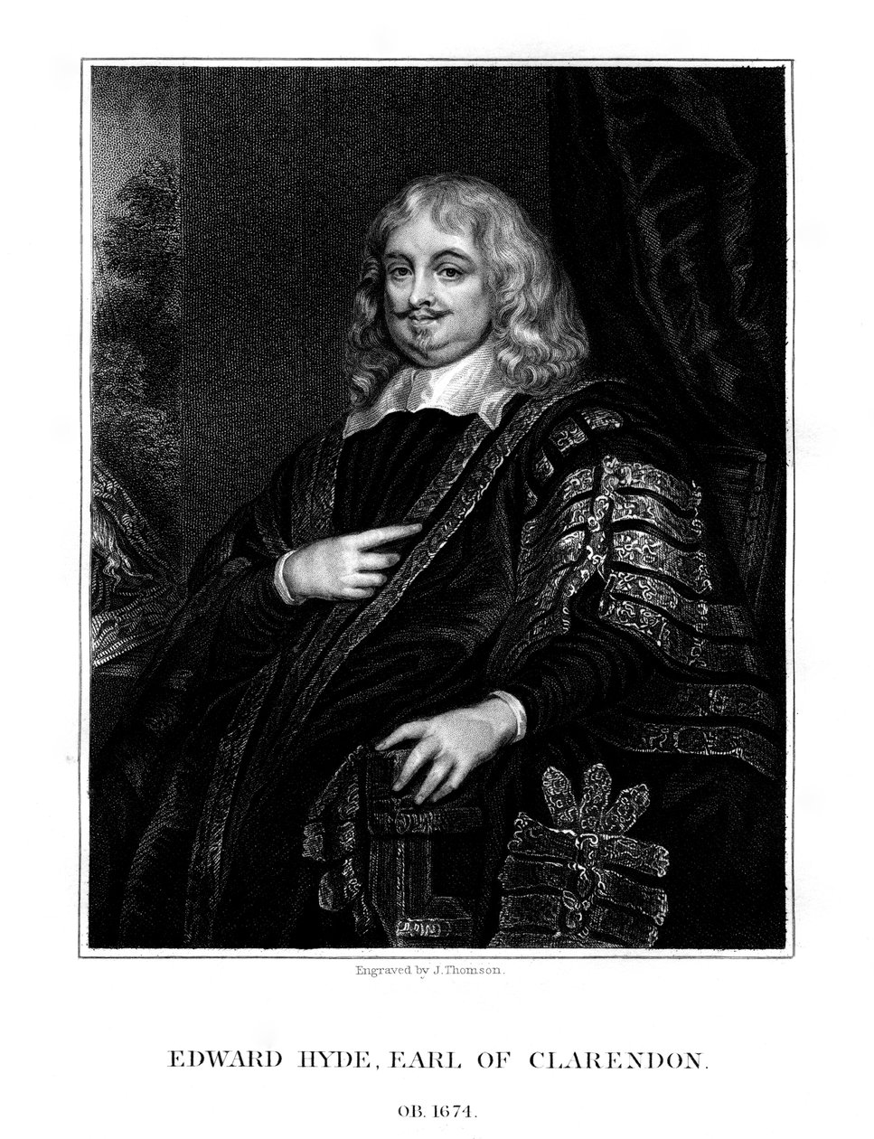 Edward Hyde, 1:e earl av Clarendon, engelsk historiker och statsman, 1824. av J. Thomson