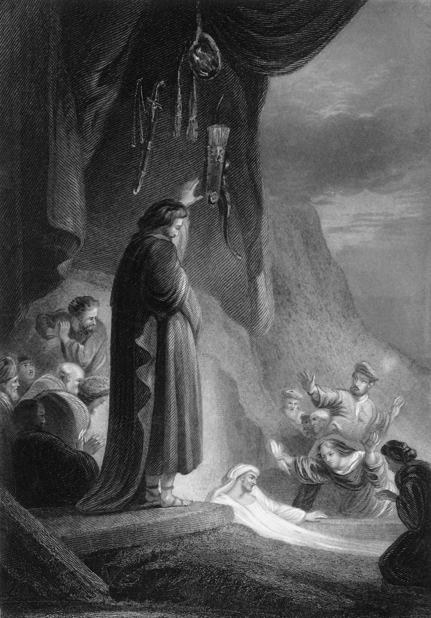 Han ropade med hög röst: Lasarus, kom fram, 1800-talet. av J. Thomson