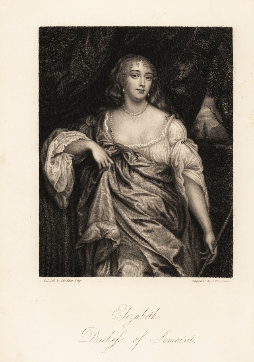 Porträtt av Lady Elizabeth Seymour, hertiginna av Somerset, tidigare Elizabeth Percy, arvtagerska och vän till drottning Anne av J. Thomson