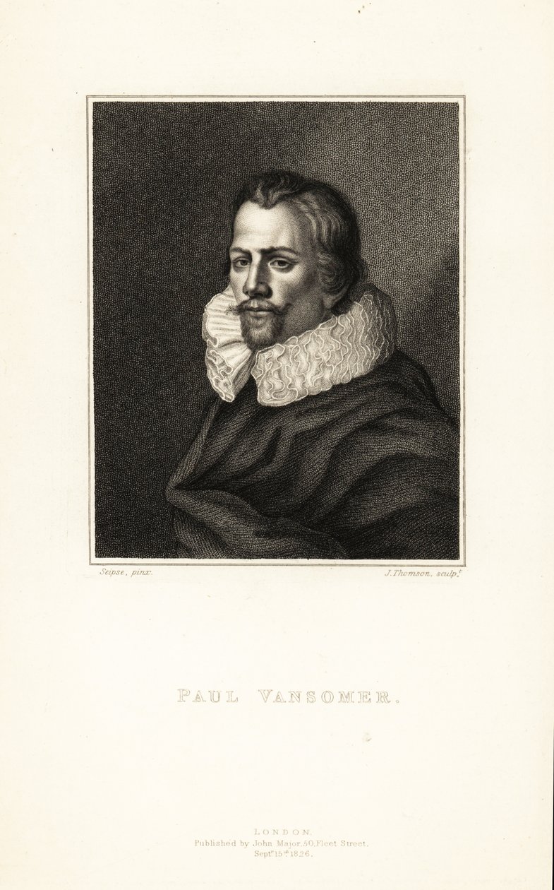 Porträtt av Paul van Somer, flamländsk konstnär och hovmålare till kung James I av England, cirka 1577-1621 av J. Thomson