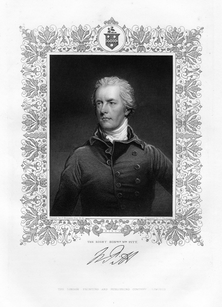 William Pitt, den yngre, brittisk politiker och premiärminister, 1800-talet av J. Thomson