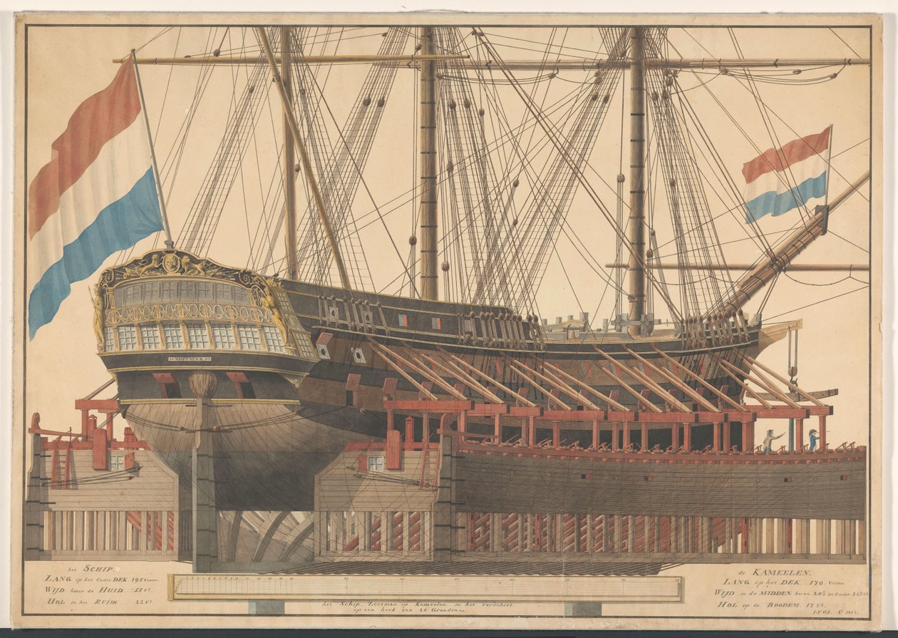Skeppet Zoutman på kameler av J. Vos (signed by artist)