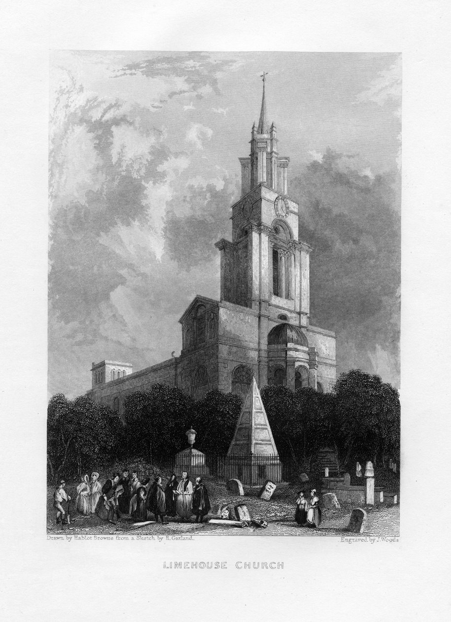 Limehouse Church, London, 1800-talet. av J. Woods