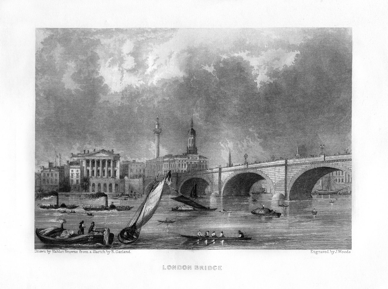 London Bridge, London, 1800-talet. av J. Woods