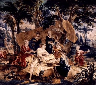 Moses fynd, tillverkad i Frans och Pieter van de Borchts verkstäder (ca 1763) (gobeläng) av J. van and Coppens A.A (after) Orley