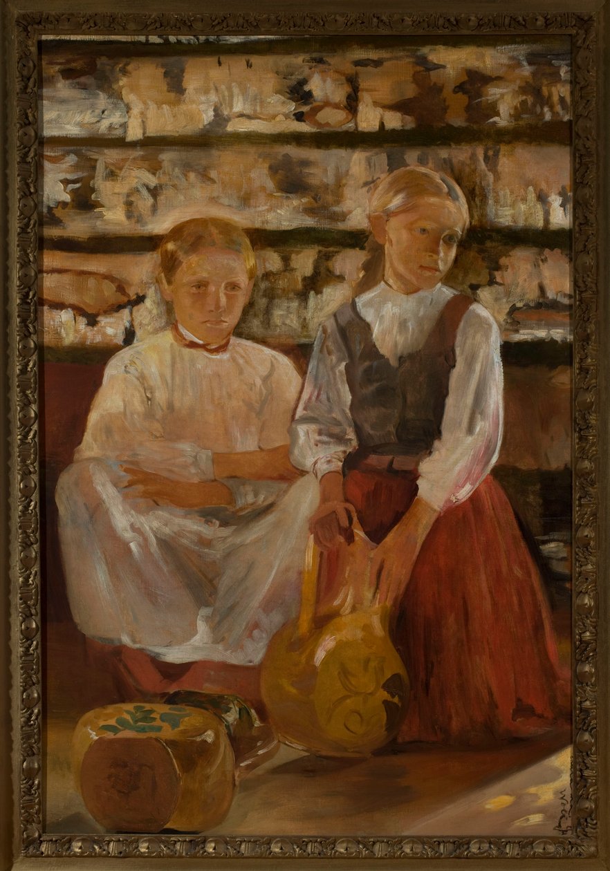 Två flickor med en kanna av Jacek Malczewski