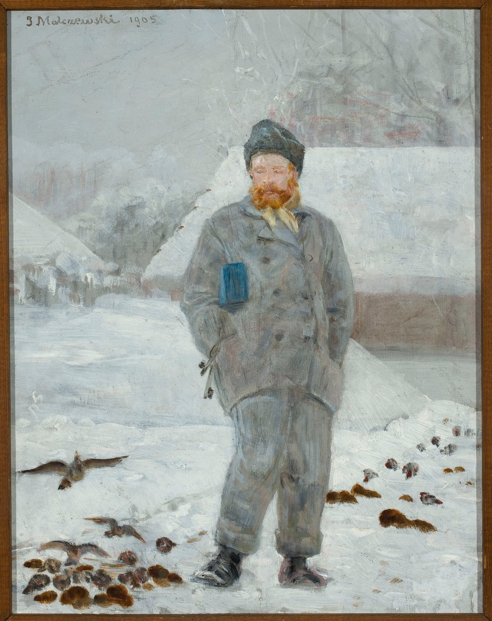 Porträtt av Adolf Dygasiński med fåglar av Jacek Malczewski
