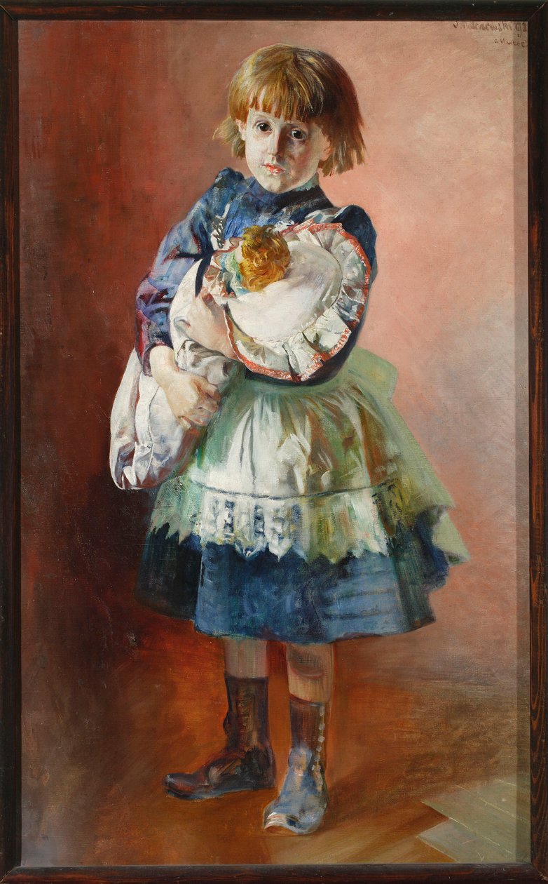Porträtt av Julia, konstnärens dotter, med en docka av Jacek Malczewski