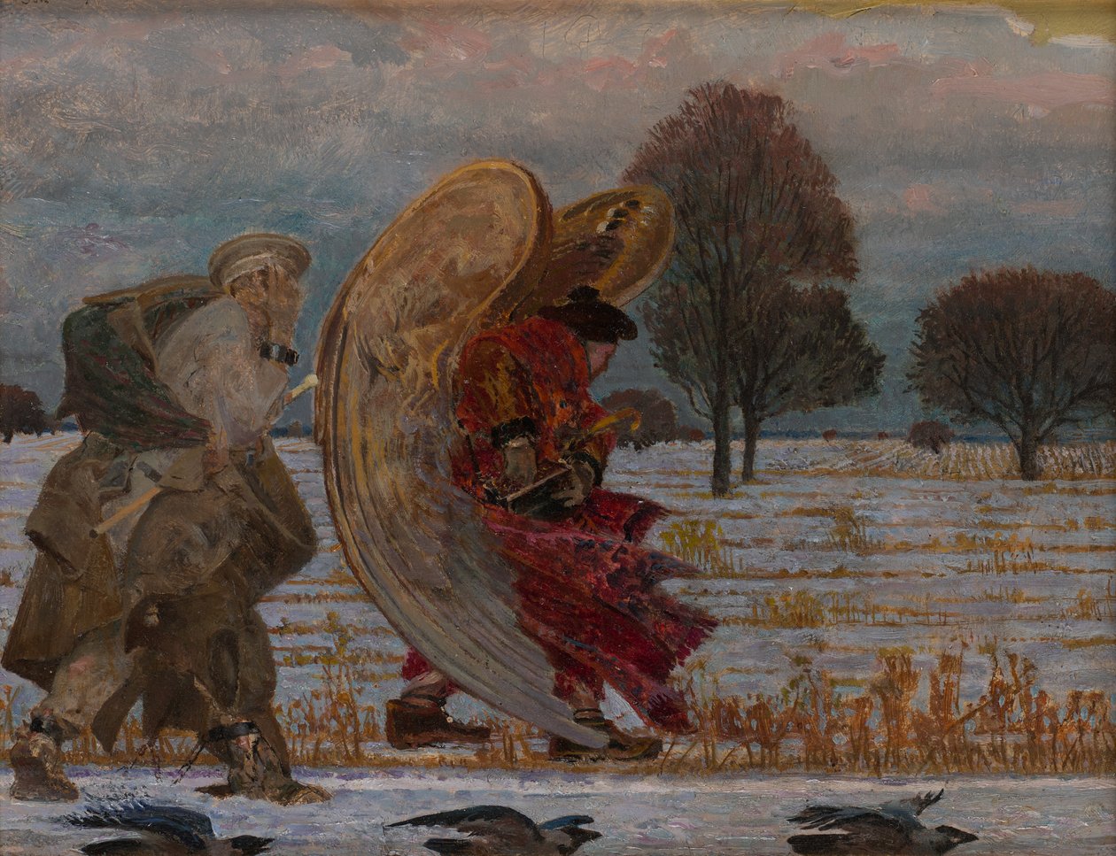 Bakom ängeln (vänstra delen av triptyken) av Jacek Malczewski