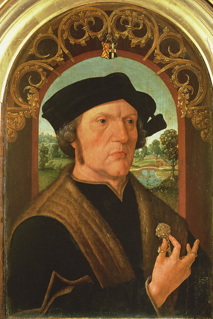 Porträtt av en man framför ett fönster av Jacob Cornelisz