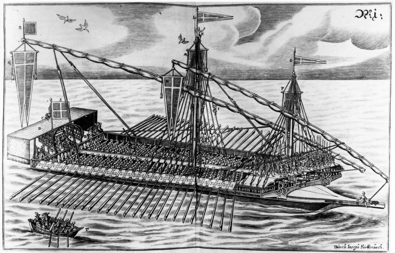 Krigsskepp, illustration från 