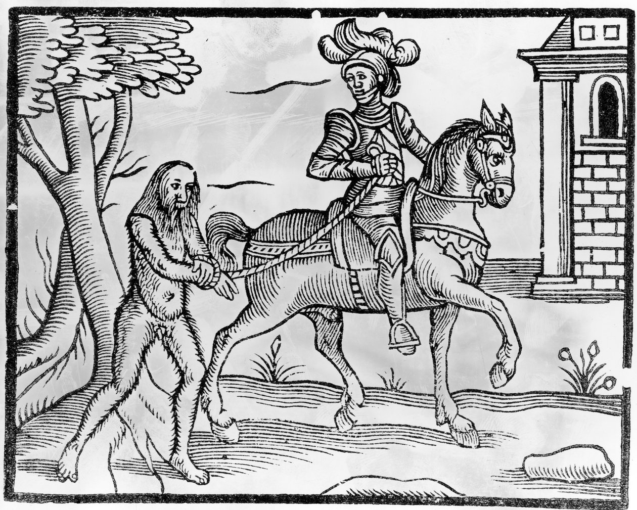 En riddare och en vildman, c.1520-50 av Jacob Faber