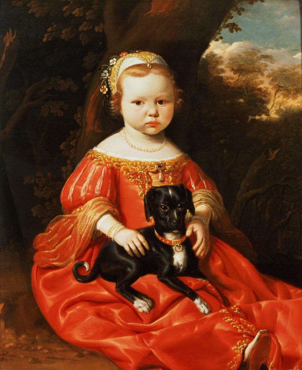Porträtt av en flicka med en hund av Jacob Gerritsz Cuyp