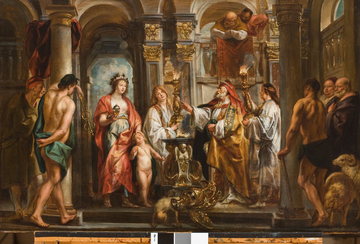 Ett orakel (Thetis och Akilles inför oraklet) före 1643 (olja på panel överförd till masonit) av Jacob Jordaens
