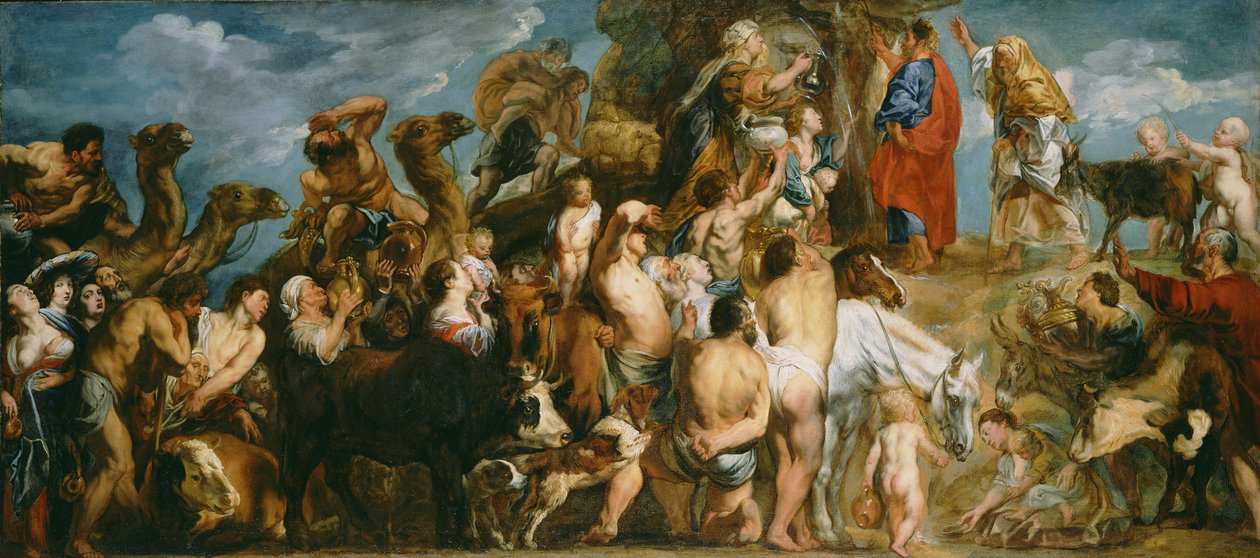 Moses slår vatten från klippan, ca 1645-50 av Jacob Jordaens