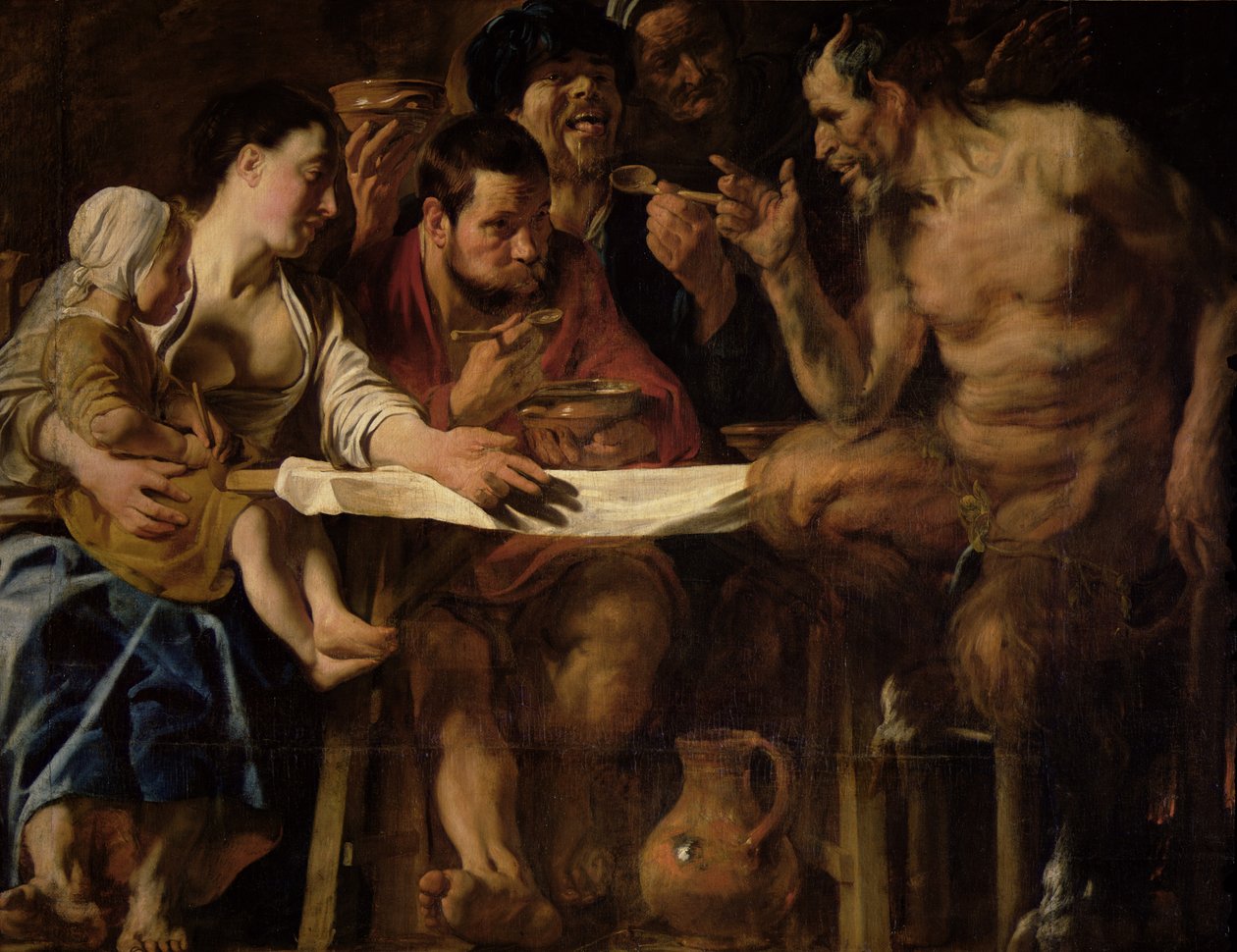 Satyr och bonde, 1620 av Jacob Jordaens