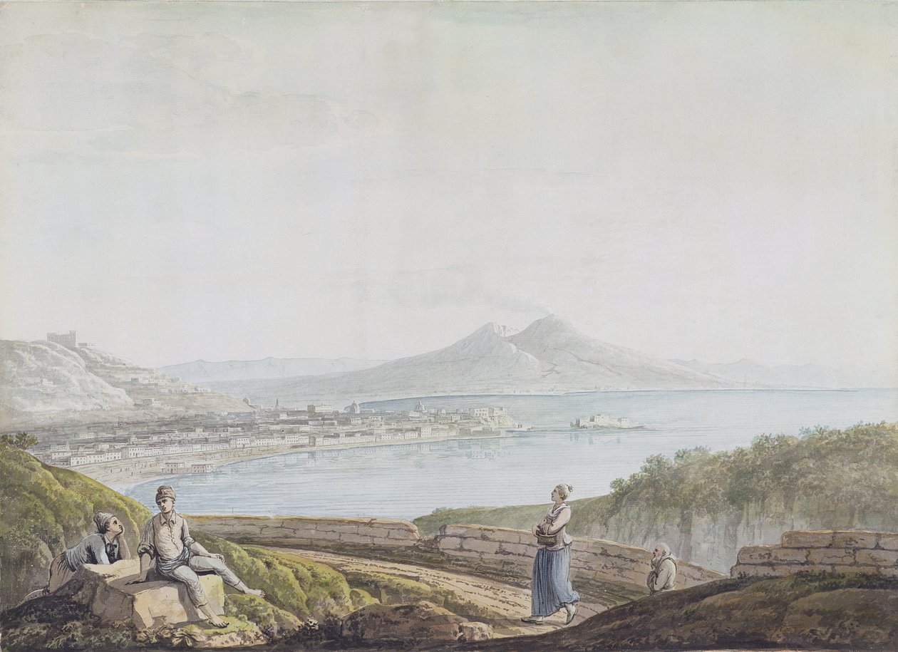 Neapel från Posillipo (wc över grafit på papper) av Jacob More