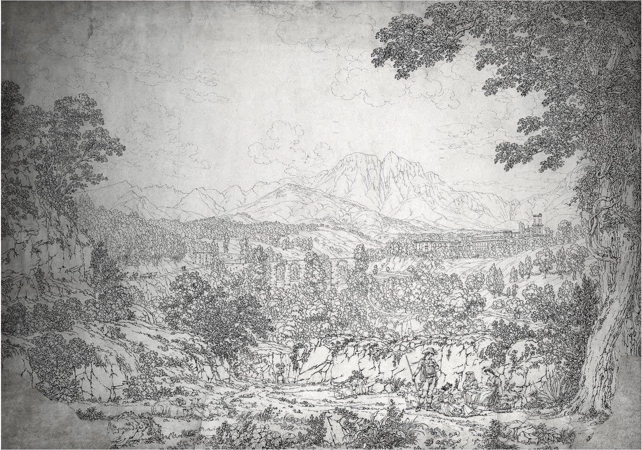 View of Cava dei Tirreni av Jacob Philippe Hackert